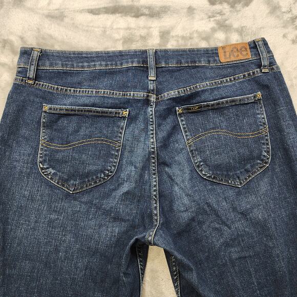 Lee Jeans Womens 18M Blue Dark Wash Mid Rise Capri Stretch Denim Casual Preppy - Picture 5 of 14